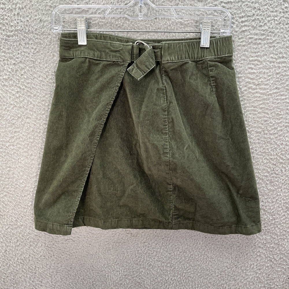 Hollister Skirt Womens Small Green Corduroy‎ Wrap Ultra High Rise Mini Preppy